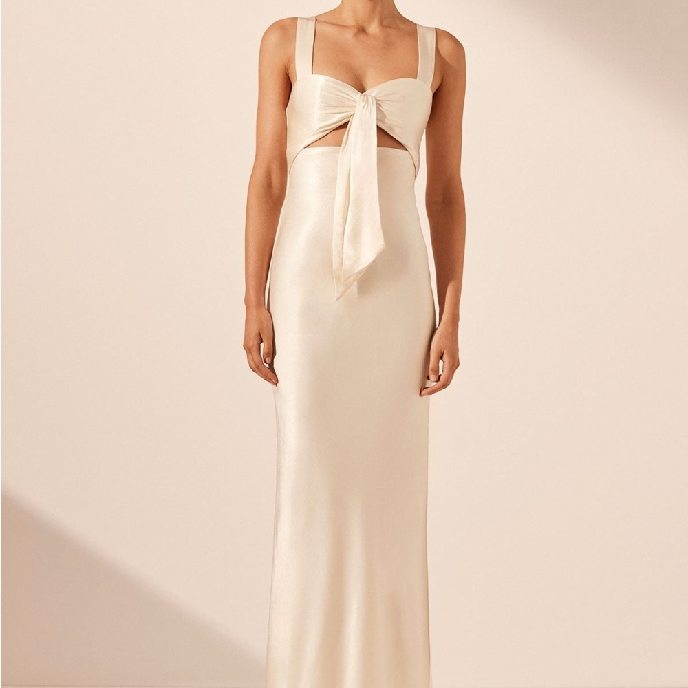 Shona Joy Cream Bow Tie Maxi Dress